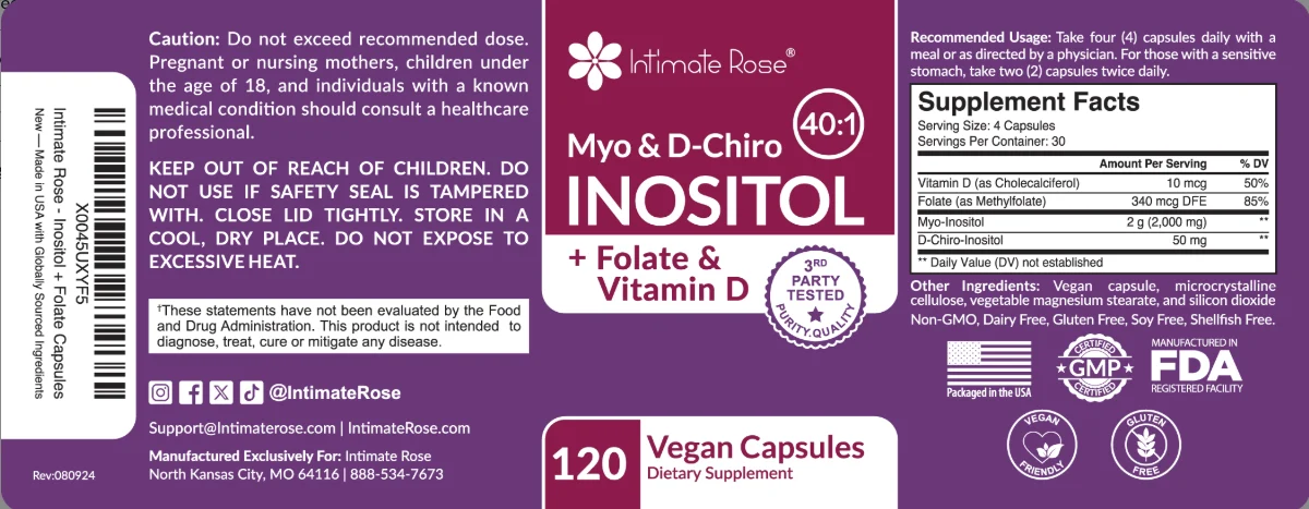 3 Pack - Myo-Inositol and D-Chiro Inositol 40:1 + Folate and Vitamin D Supplement - Image 6